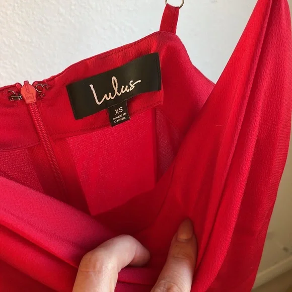 LULUS Red Satin Slip Dress - Picture 5 of 8